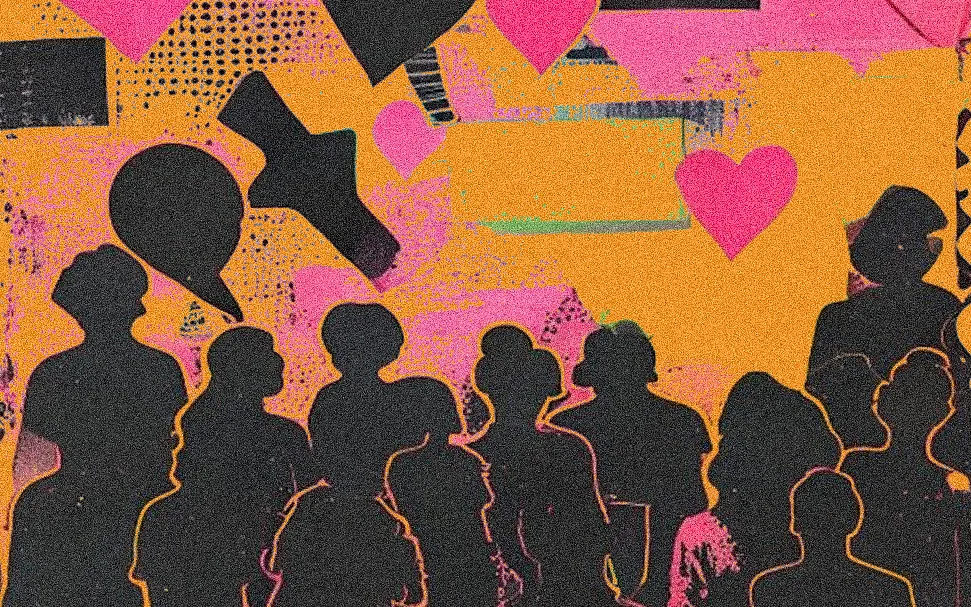 A noisy digital crowd facing a lighthouse symbolising a real audience