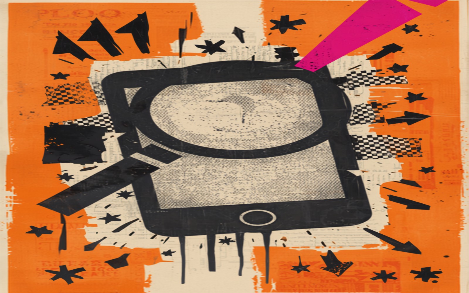 Indie sleaze style collage with visual elements of digital search and shopping.